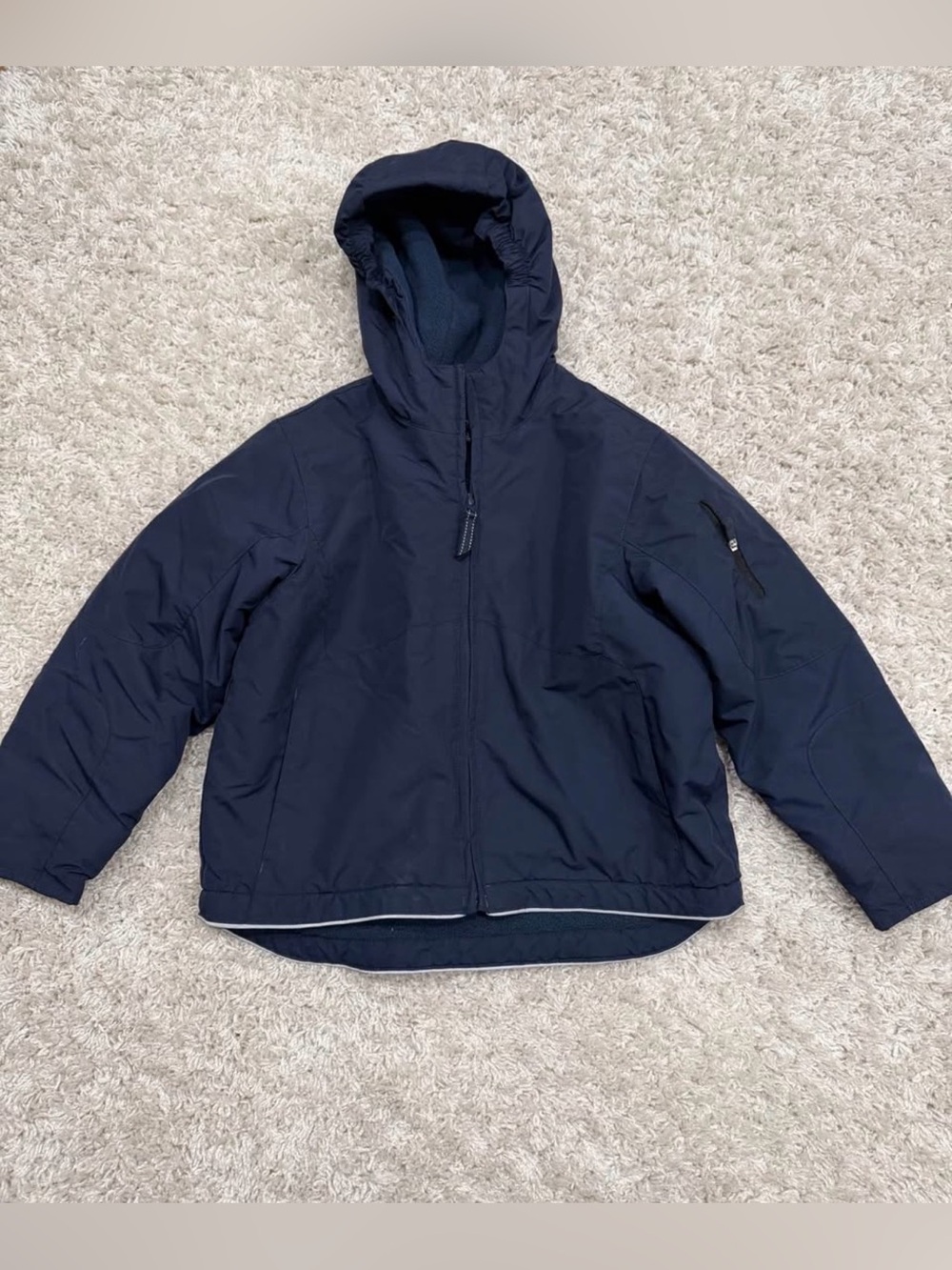 Kids Navy Lands End Hooded Winter Jacket - Sz. 6/7